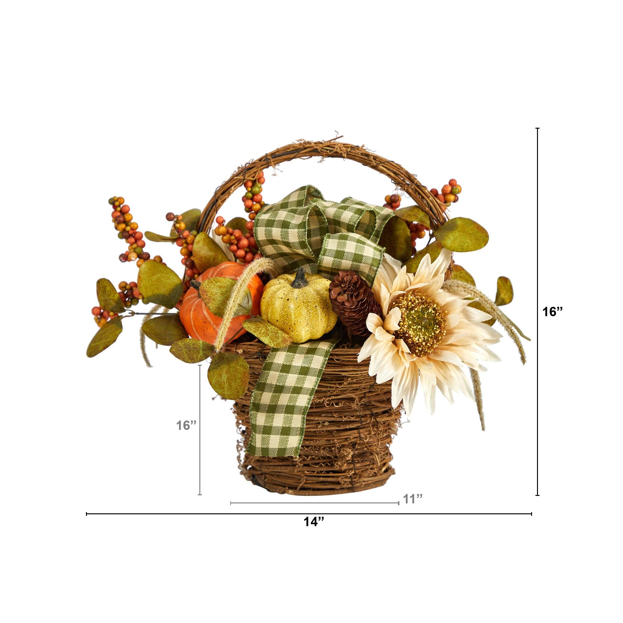 Milli Arts – 16” Fall Pumpkin and Berry Arrangement - Milli Arts