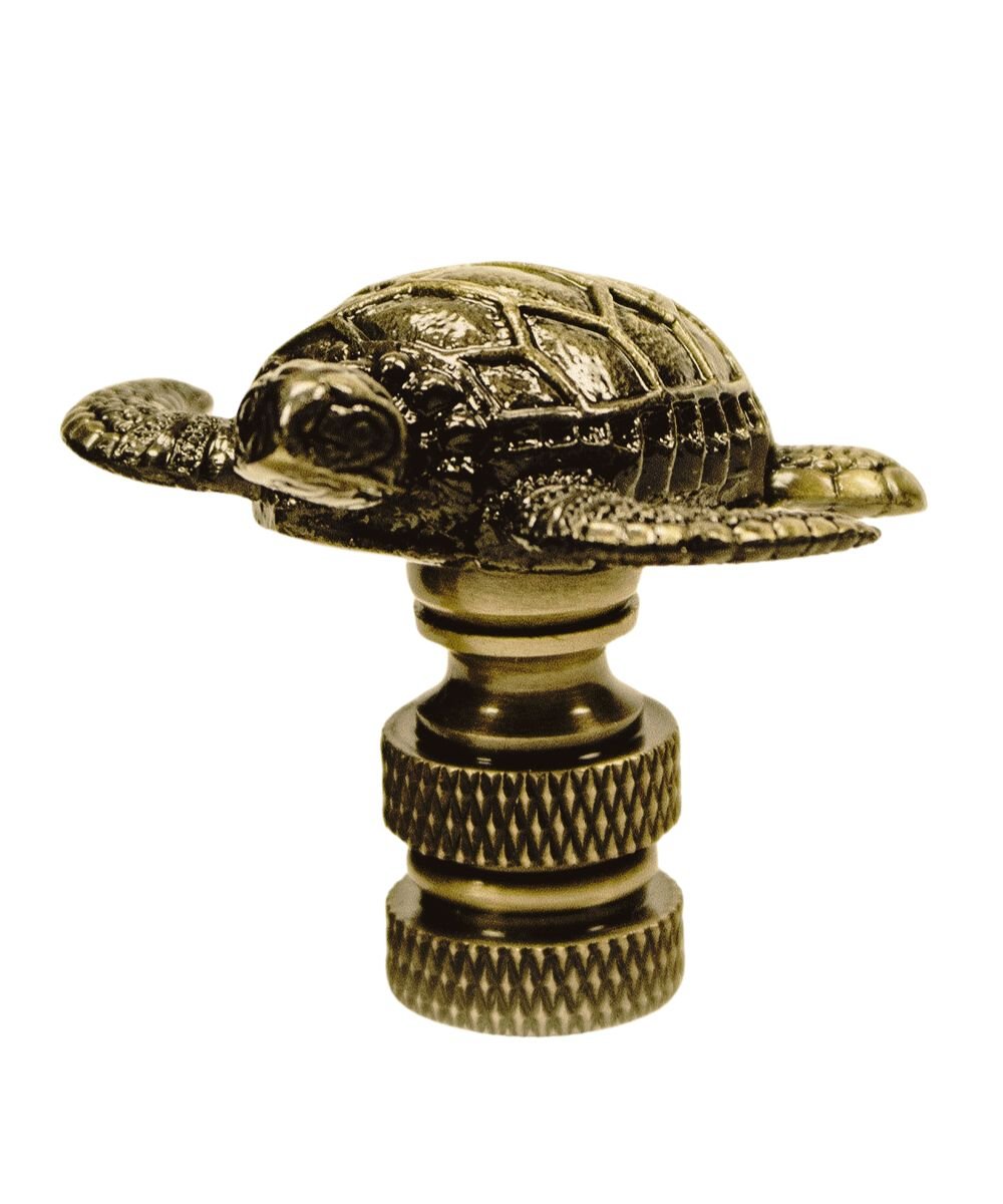Milli Arts – Antique Brass Sea Turtle Finial - Milli Arts