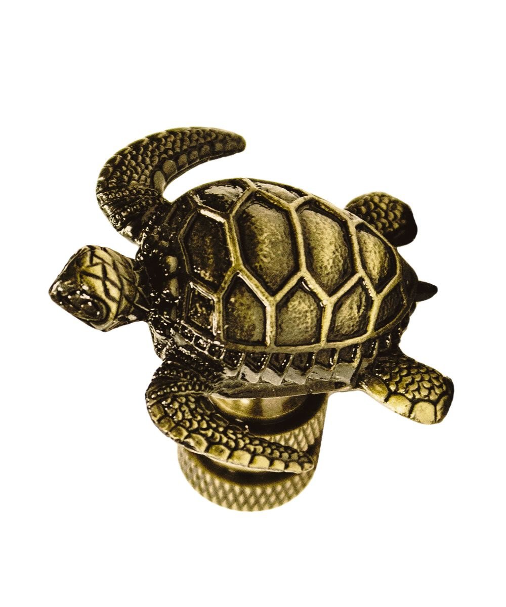 Milli Arts – Antique Brass Sea Turtle Finial - Milli Arts