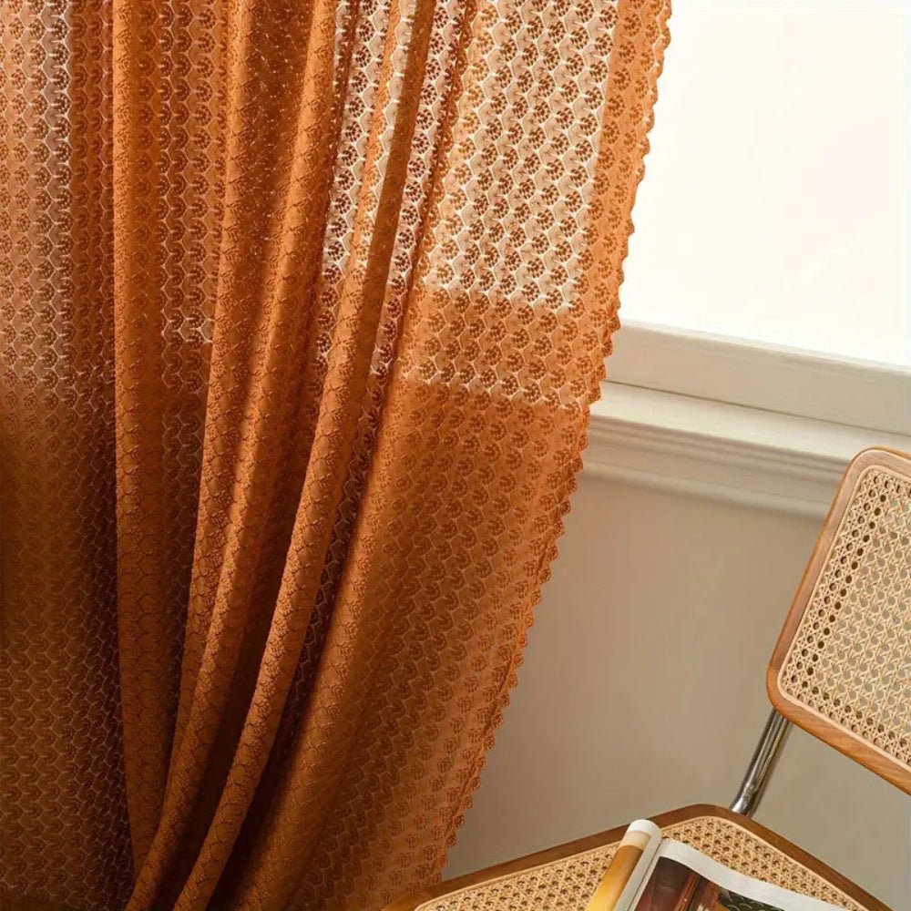 Milli Arts – Elegant Amber Glow Boho Crochet Drapes for a Serene Ambiance - Milli Arts