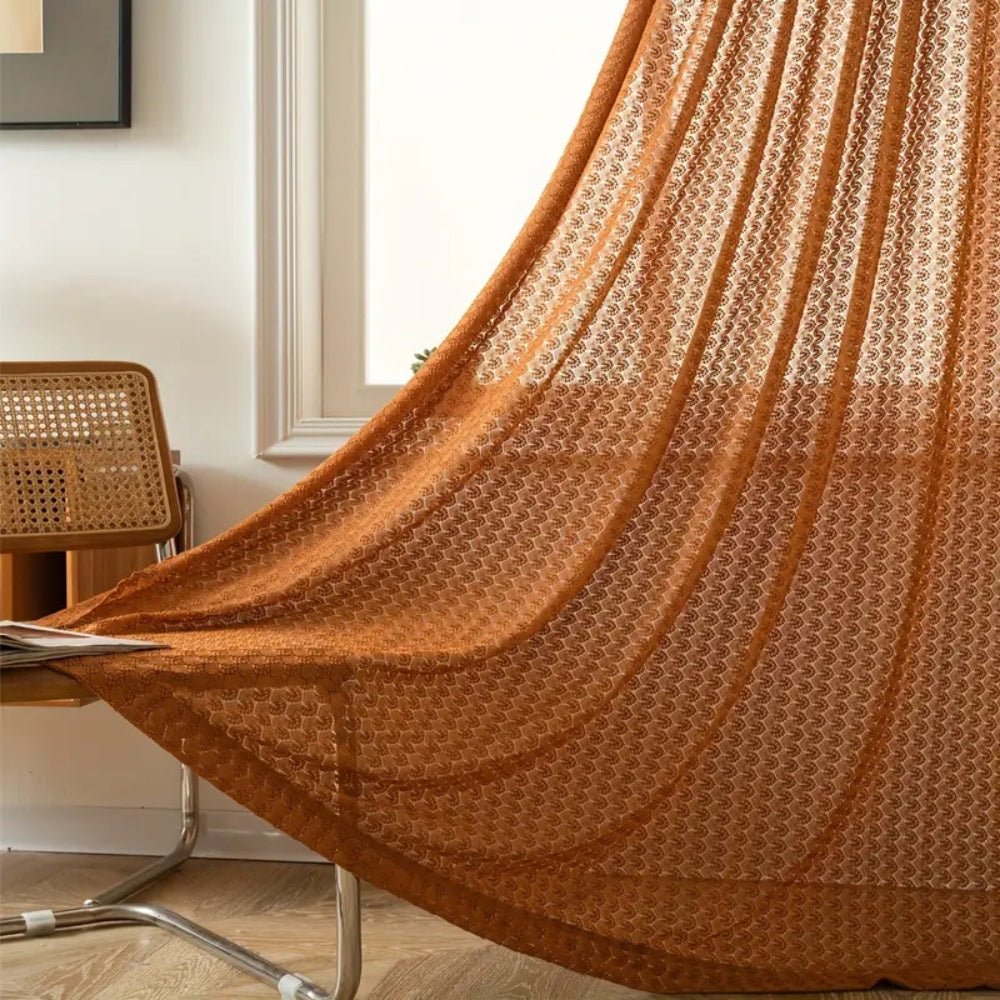 Milli Arts – Elegant Amber Glow Boho Crochet Drapes for a Serene Ambiance - Milli Arts