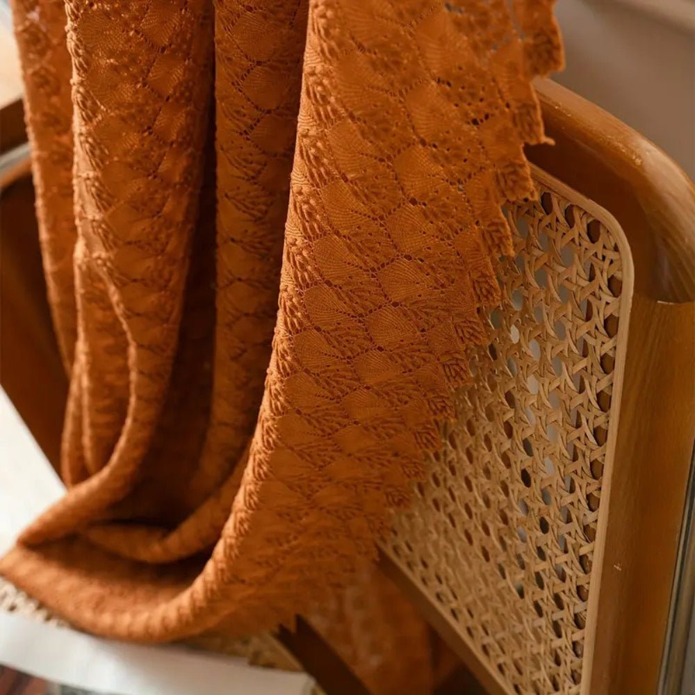 Milli Arts – Elegant Amber Glow Boho Crochet Drapes for a Serene Ambiance - Milli Arts