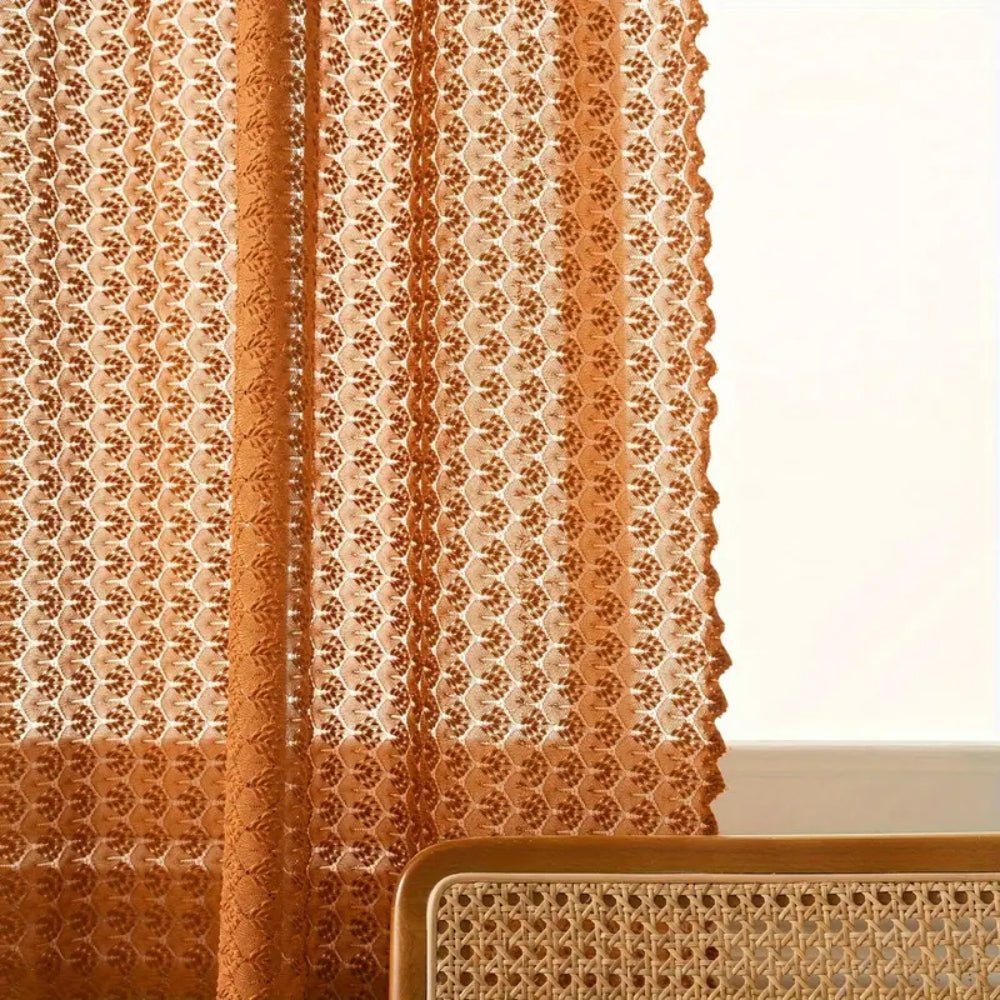 Milli Arts – Elegant Amber Glow Boho Crochet Drapes for a Serene Ambiance - Milli Arts