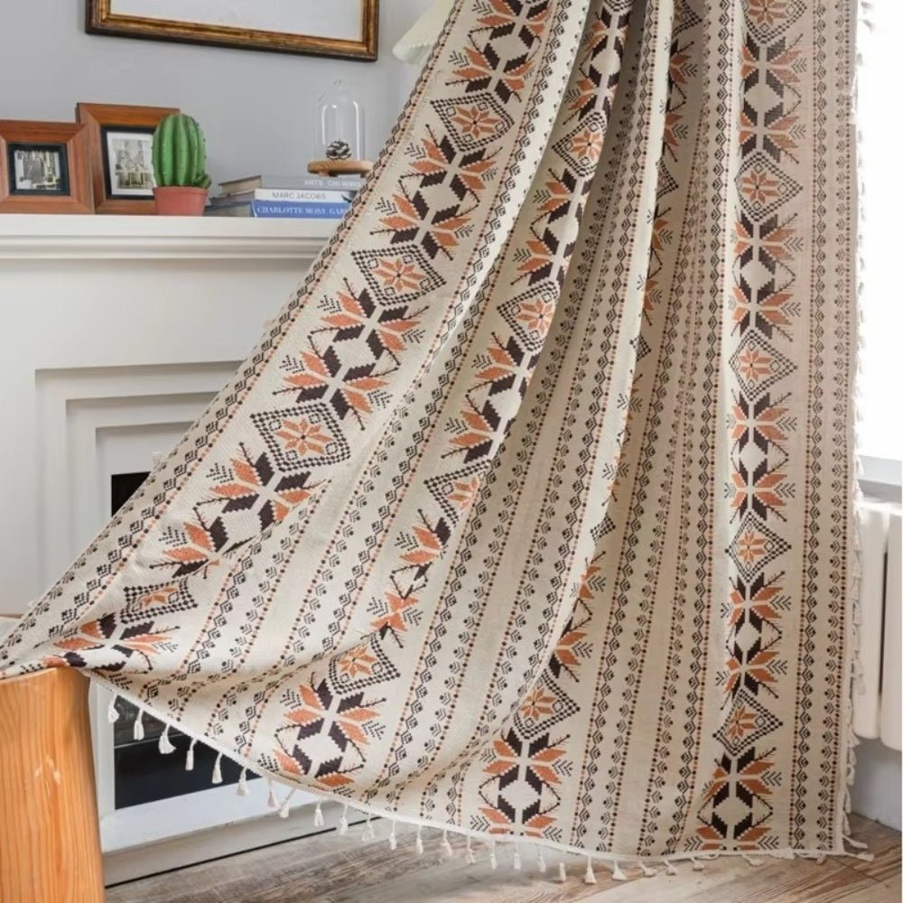 Milli Arts – Elegant Bohemian Geometric Semi - Blackout Drapery for a Serene Ambiance - Milli Arts
