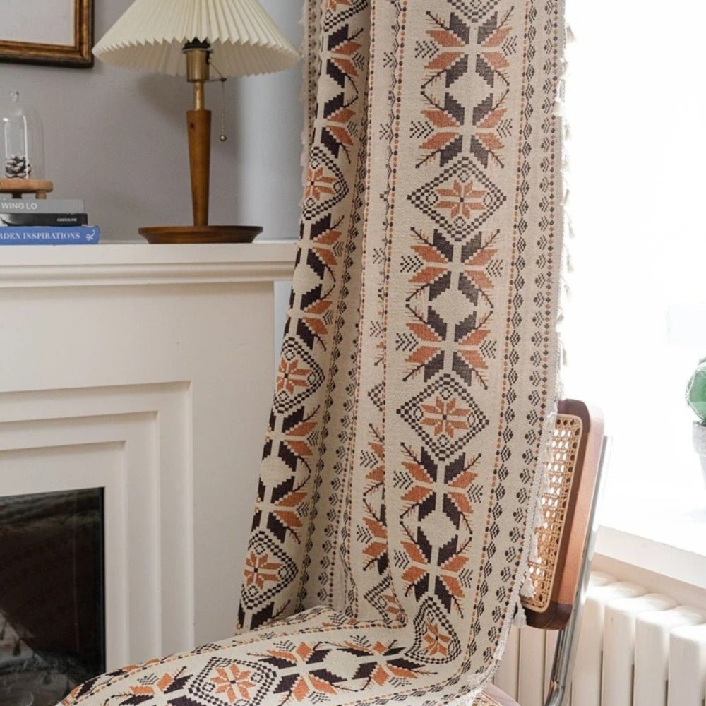 Milli Arts – Elegant Bohemian Geometric Semi - Blackout Drapery for a Serene Ambiance - Milli Arts
