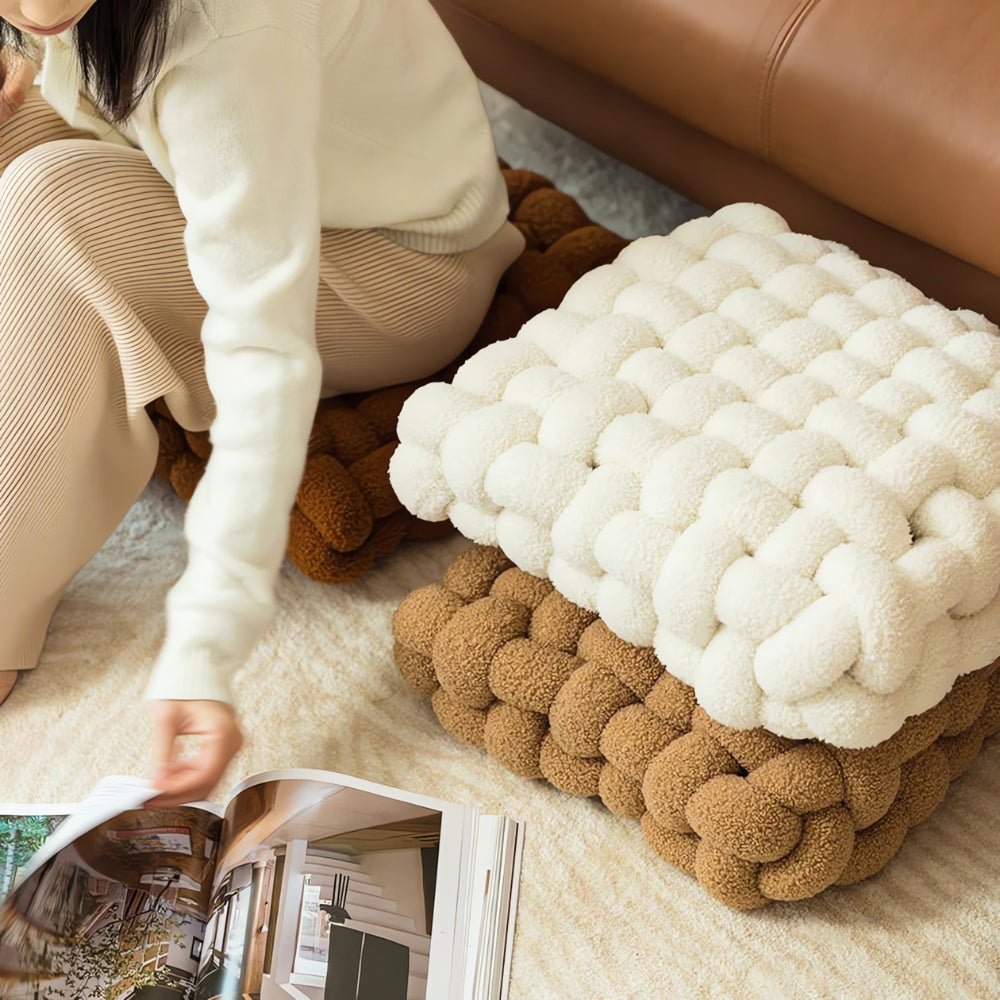 Milli Arts – Elegant Boucle Knot Cushion in Soft Neutrals for a Cozy Retreat - Milli Arts