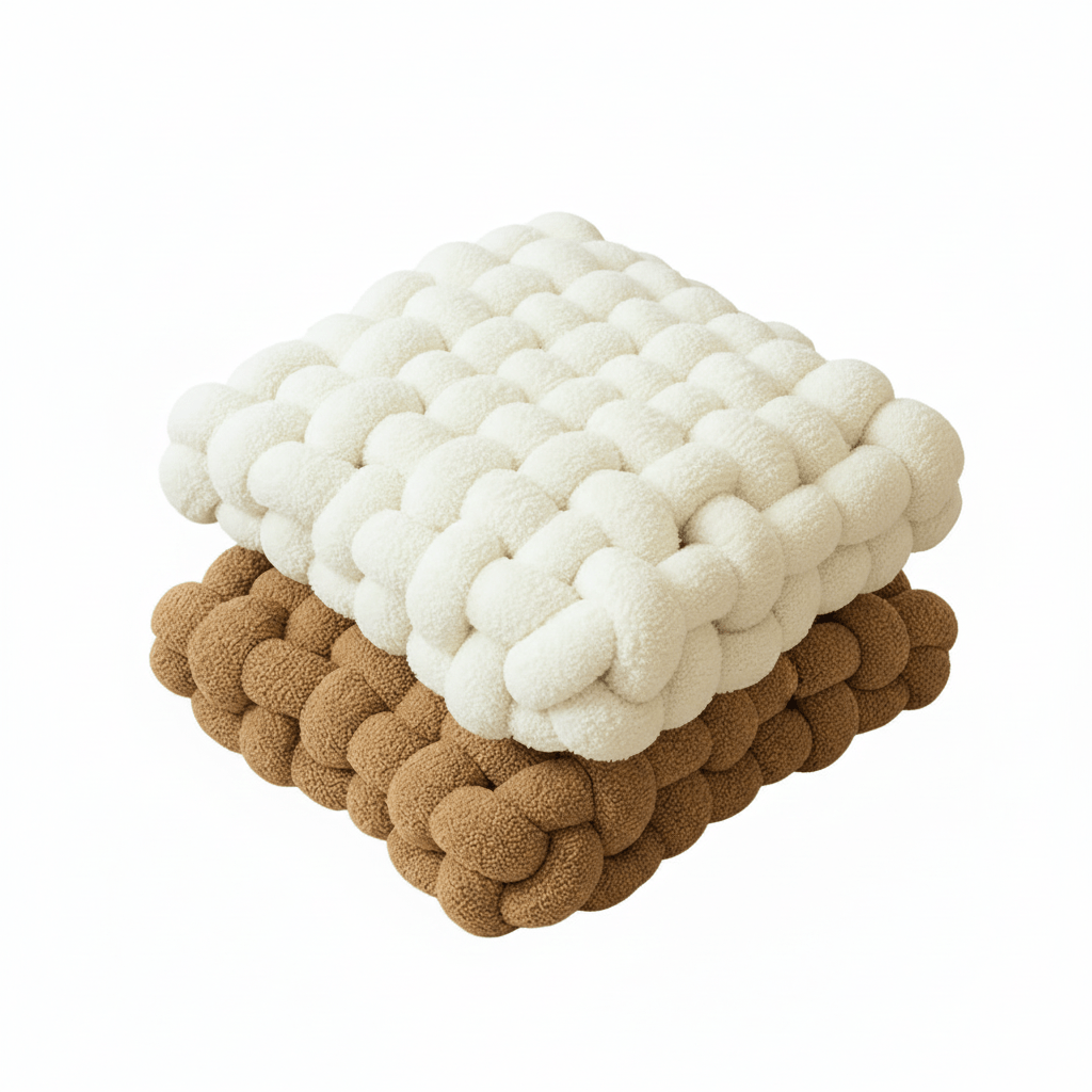 Milli Arts – Elegant Boucle Knot Cushion in Soft Neutrals for a Cozy Retreat - Milli Arts