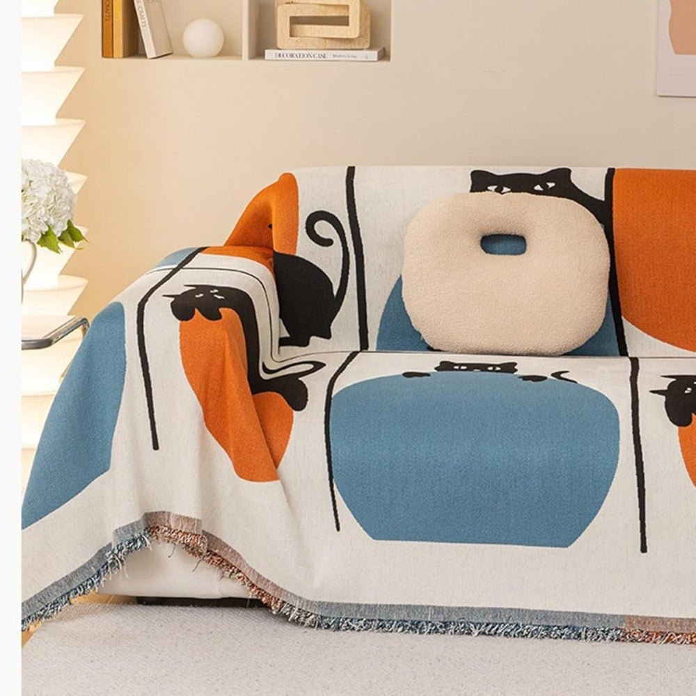 Milli Arts – Elegant Cat - Themed Sofa Cover for Stylish Living Spaces with Timeless Charm - Milli Arts