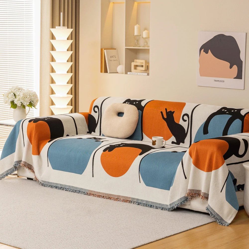Milli Arts – Elegant Cat - Themed Sofa Cover for Stylish Living Spaces with Timeless Charm - Milli Arts