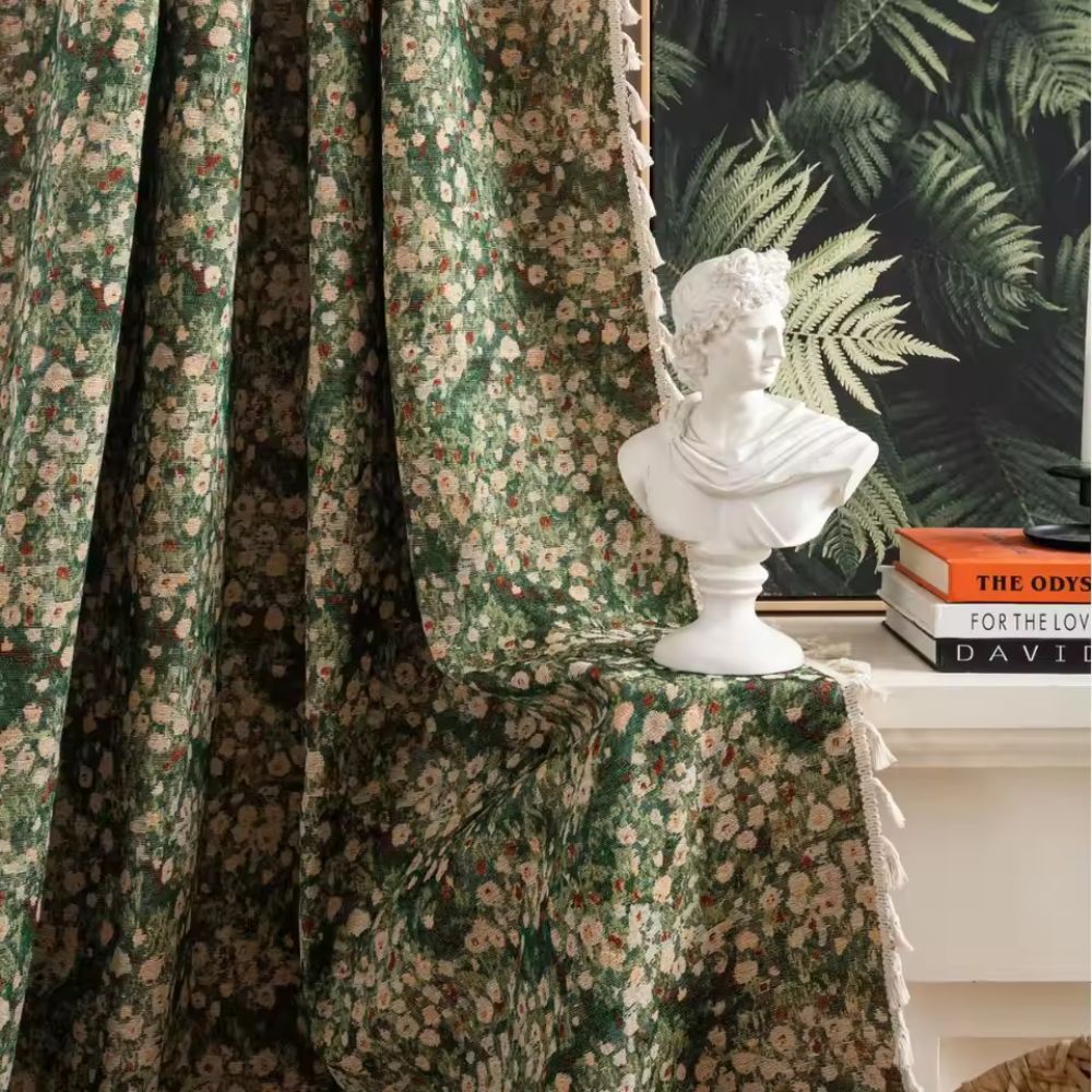 Milli Arts – Elegant Floral Tapestry Curtains in Rich Hues for a Serene Ambiance - Milli Arts