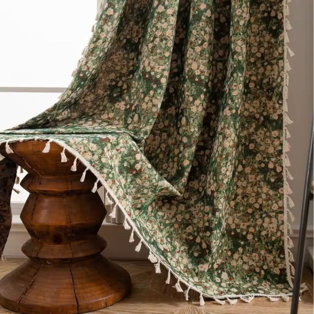 Milli Arts – Elegant Floral Tapestry Curtains in Rich Hues for a Serene Ambiance - Milli Arts