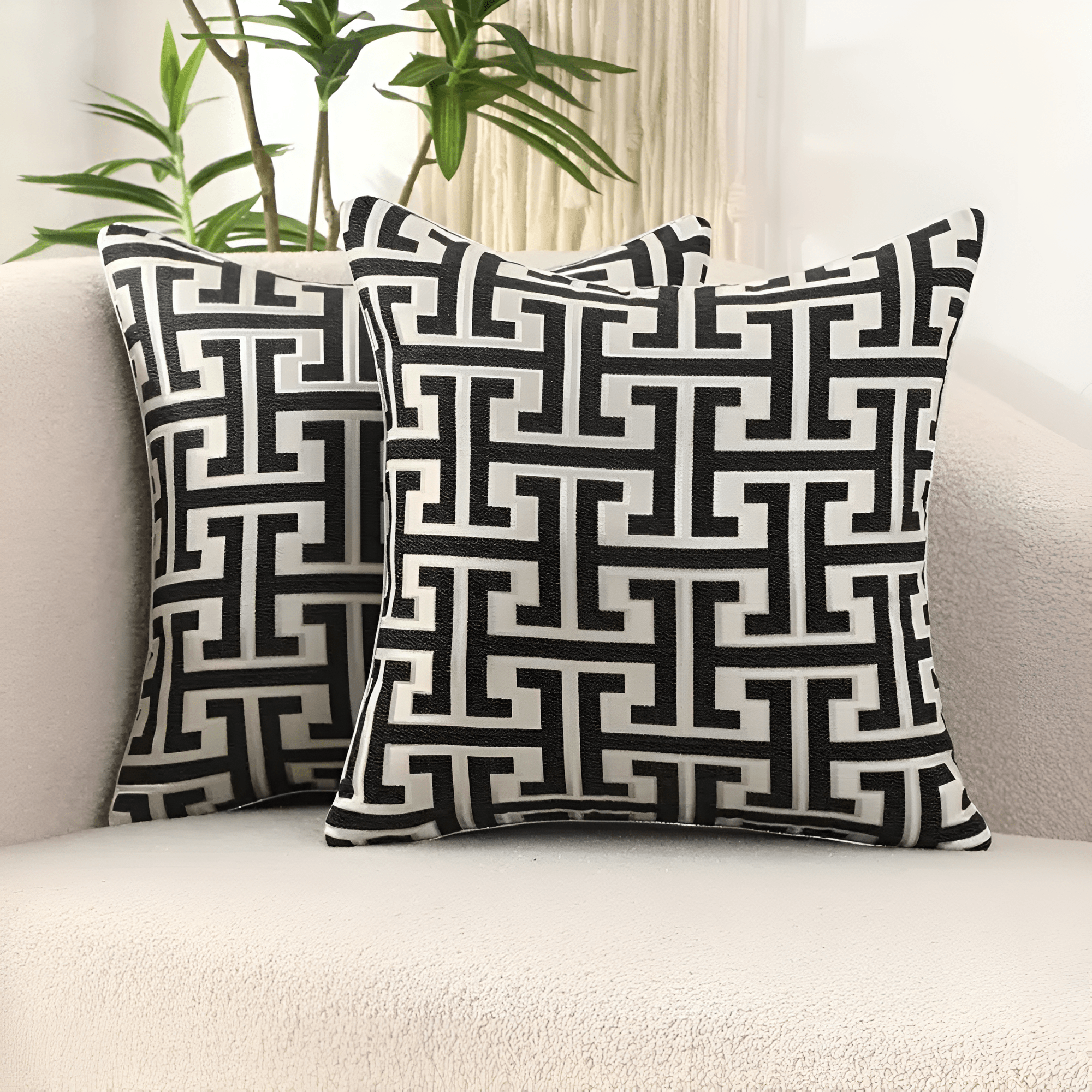 Milli Arts – Elegant Geometric Jacquard Cushion Cover for a Chic Living Space - Milli Arts