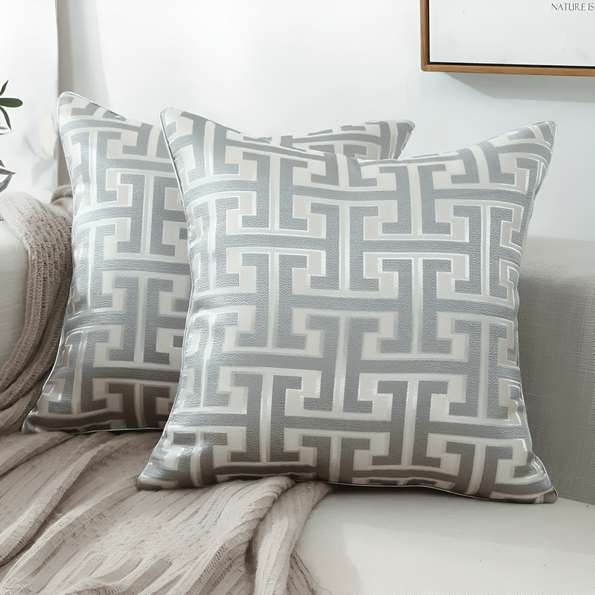 Milli Arts – Elegant Geometric Jacquard Cushion Cover for a Chic Living Space - Milli Arts