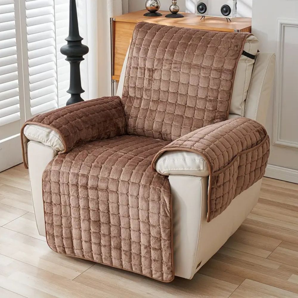 Milli Arts – Elegant Grid Pattern Recliner Cover for a Cozy Retreat - Milli Arts