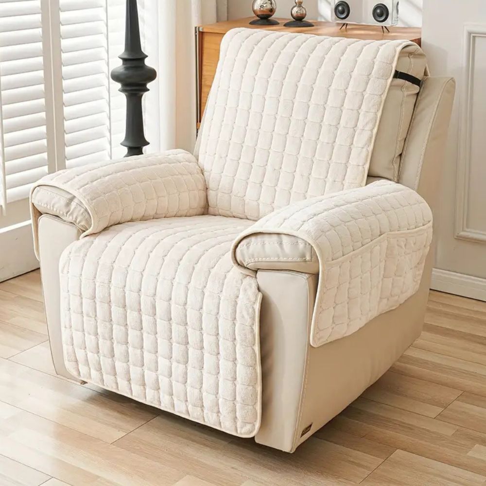 Milli Arts – Elegant Grid Pattern Recliner Cover for a Cozy Retreat - Milli Arts