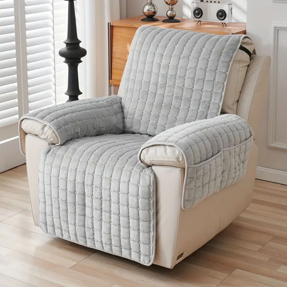 Milli Arts – Elegant Grid Pattern Recliner Cover for a Cozy Retreat - Milli Arts