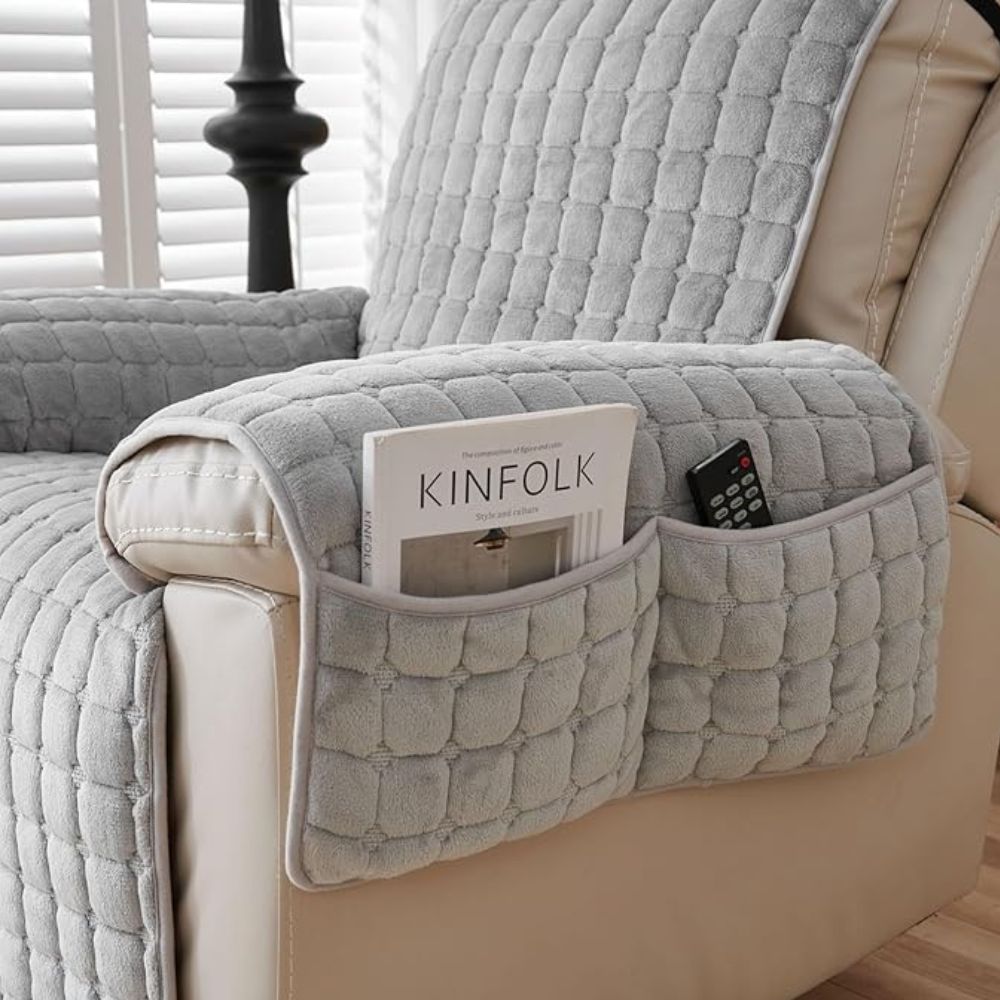 Milli Arts – Elegant Grid Pattern Recliner Cover for a Cozy Retreat - Milli Arts
