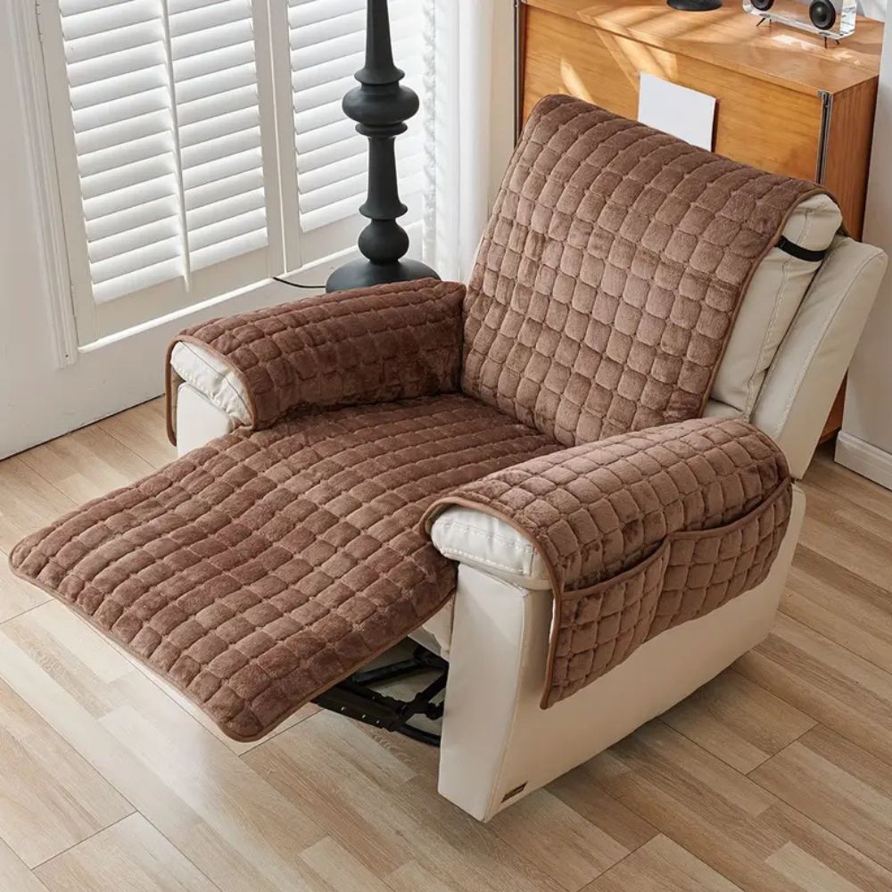 Milli Arts – Elegant Grid Pattern Recliner Cover for a Cozy Retreat - Milli Arts