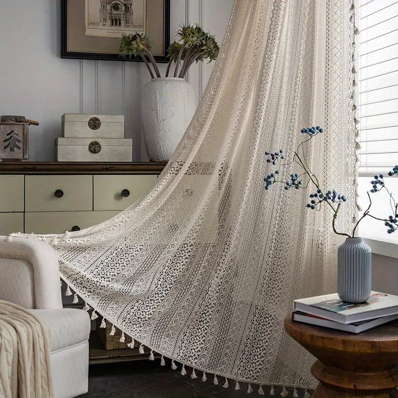 Milli Arts – Elegant Handcrafted Crochet Curtains in Warm White for a Serene Ambiance - Milli Arts
