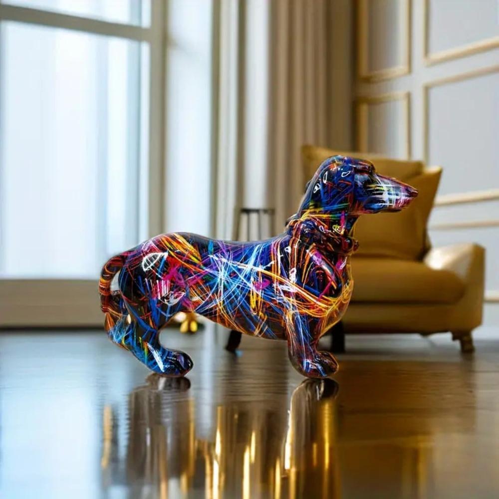 Milli Arts – Elegant Handcrafted Dachshund Sculpture in Warm Tones for a Serene Ambiance - Milli Arts
