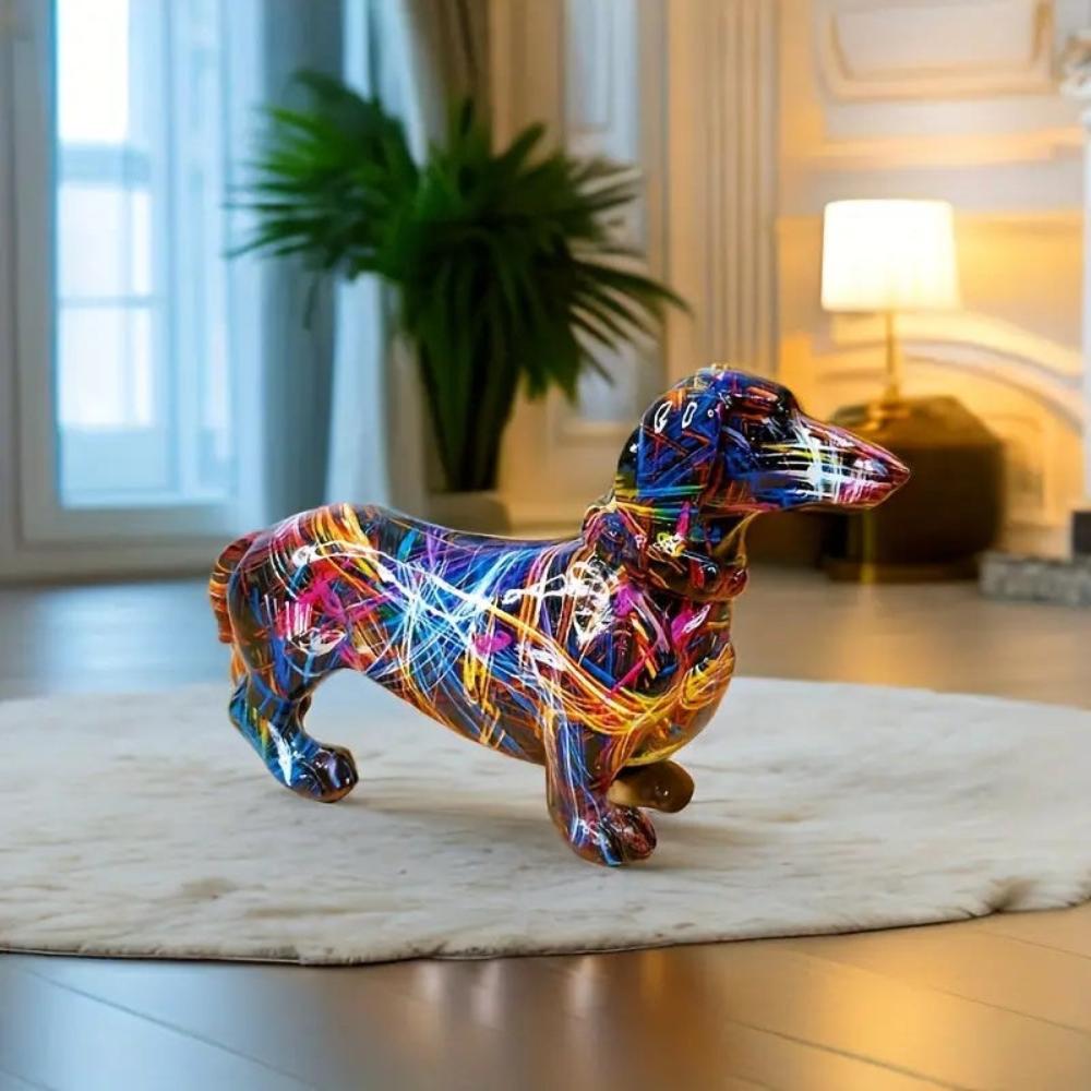 Milli Arts – Elegant Handcrafted Dachshund Sculpture in Warm Tones for a Serene Ambiance - Milli Arts