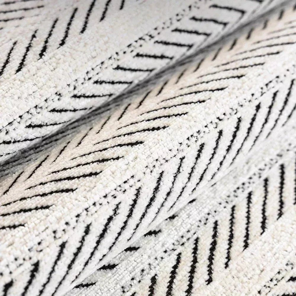 Milli Arts – Elegant Herringbone Scallop Edge Sofa Cover in Soft Neutrals for a Cozy Living Space - Milli Arts