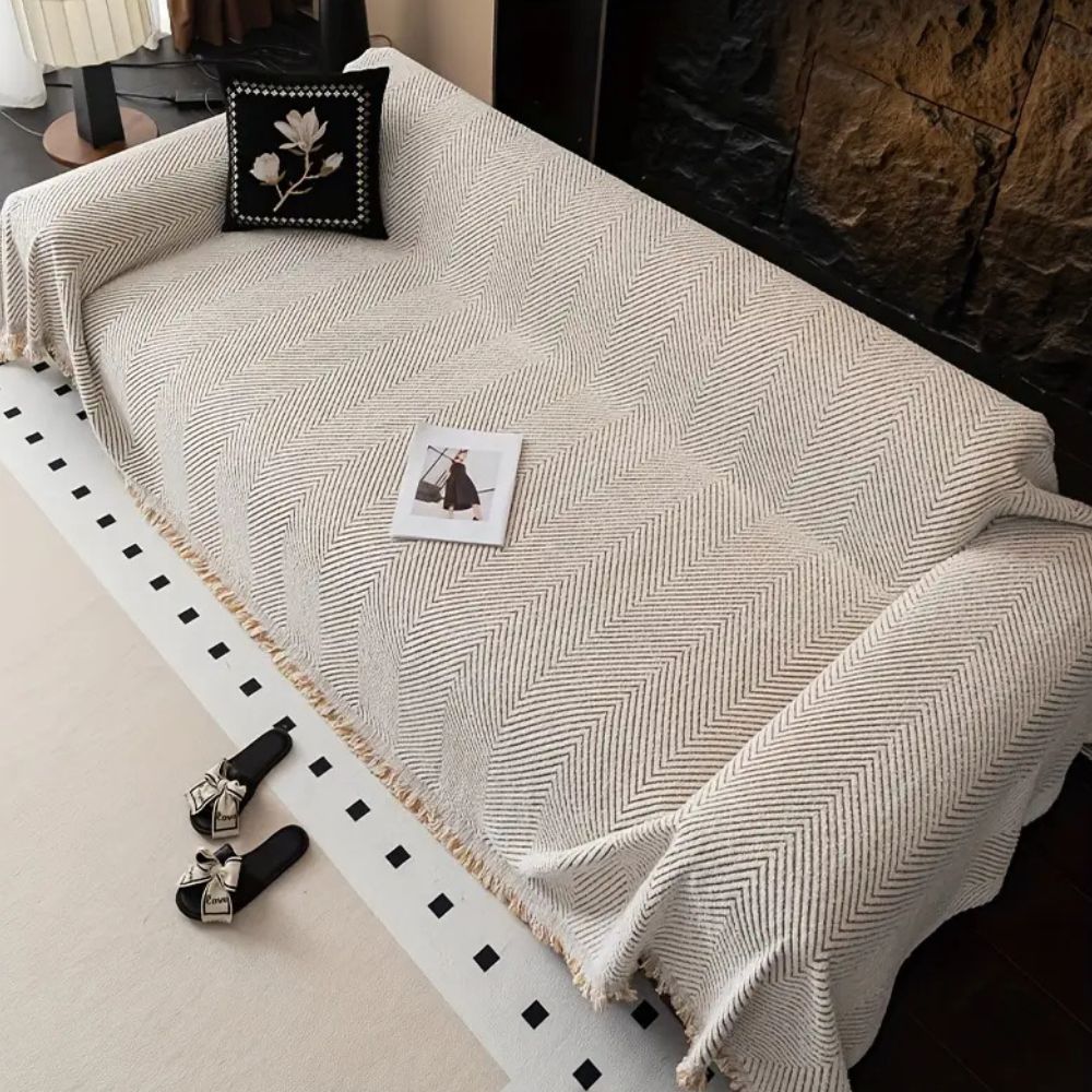 Milli Arts – Elegant Herringbone Sofa Cover in Striking Stripes Patterns for a Cozy Living Space - Milli Arts
