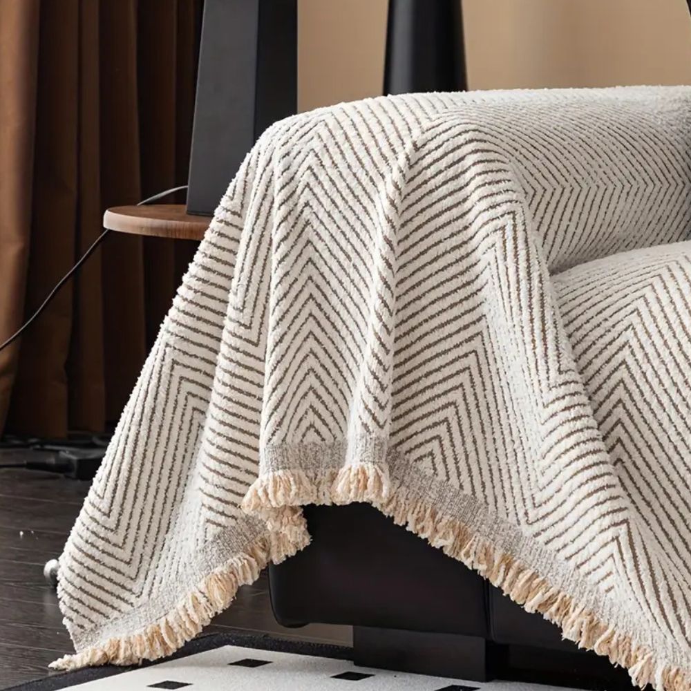 Milli Arts – Elegant Herringbone Sofa Cover in Striking Stripes Patterns for a Cozy Living Space - Milli Arts