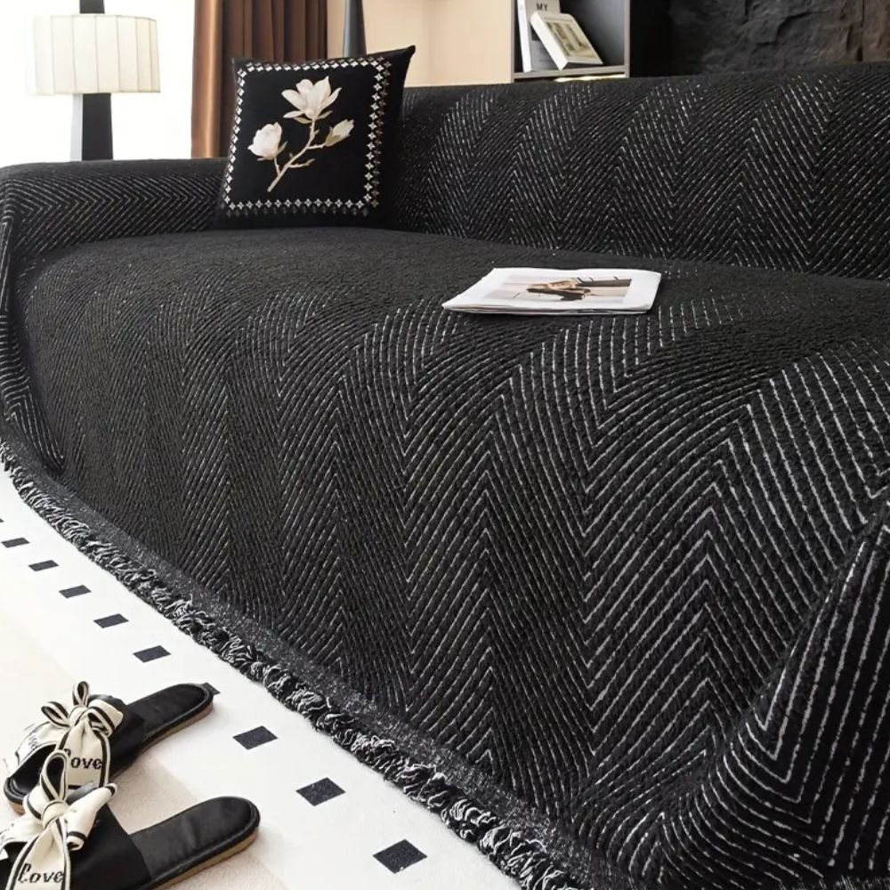 Milli Arts – Elegant Herringbone Sofa Cover in Striking Stripes Patterns for a Cozy Living Space - Milli Arts