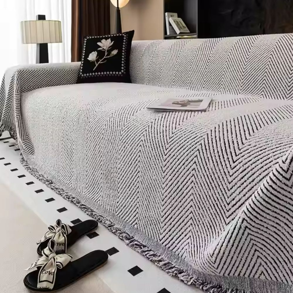 Milli Arts – Elegant Herringbone Sofa Cover in Striking Stripes Patterns for a Cozy Living Space - Milli Arts