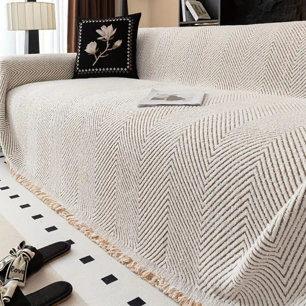 Milli Arts – Elegant Herringbone Sofa Cover in Striking Stripes Patterns for a Cozy Living Space - Milli Arts