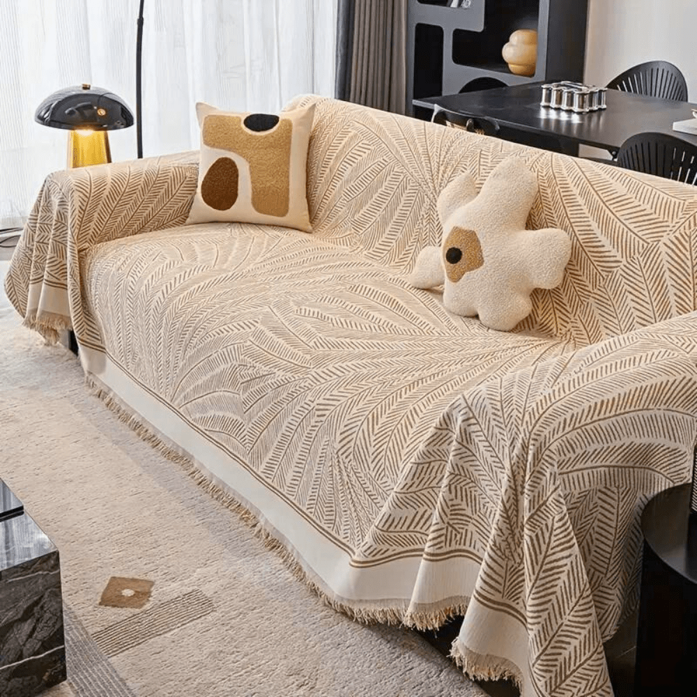 Milli Arts – Elegant Leaf Pattern Sofa Cover for Cozy Living Spaces with Timeless Charm - Milli Arts