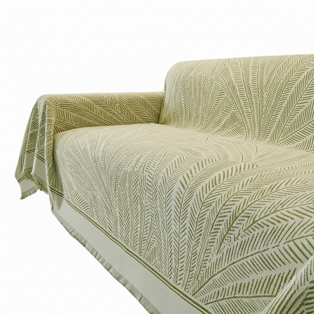 Milli Arts – Elegant Leaf Pattern Sofa Cover for Cozy Living Spaces with Timeless Charm - Milli Arts