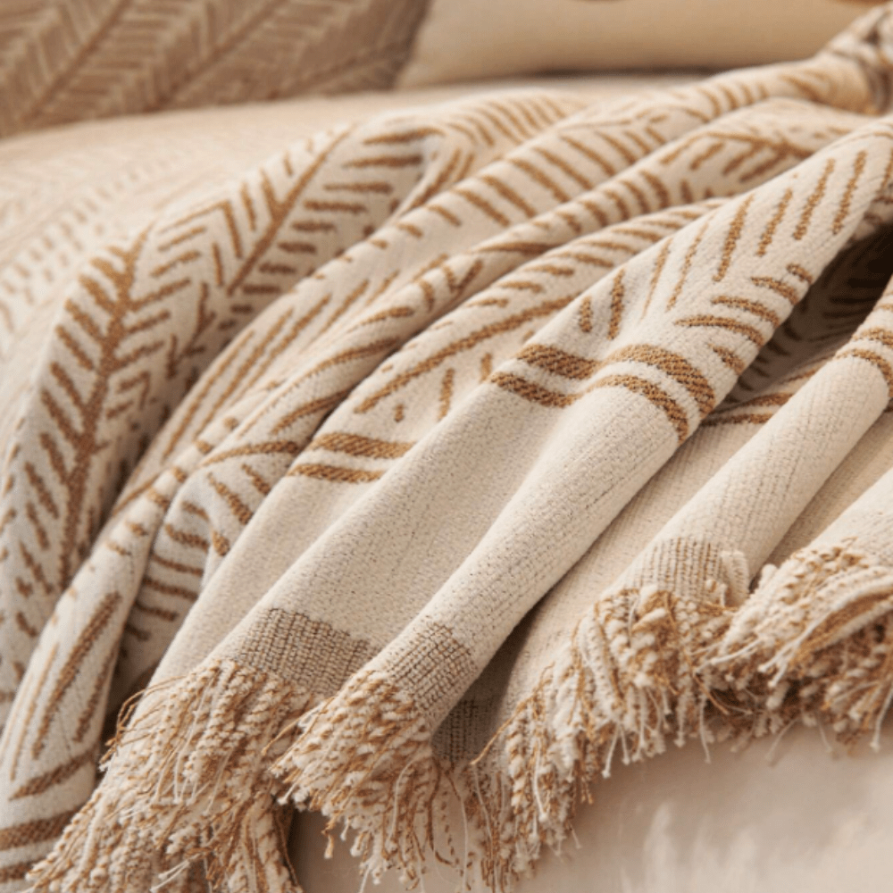 Milli Arts – Elegant Leaf Pattern Sofa Cover for Cozy Living Spaces with Timeless Charm - Milli Arts