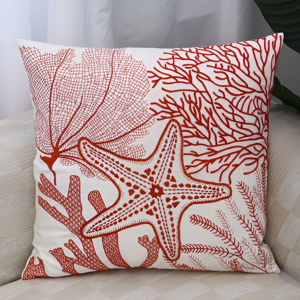 Milli Arts – Elegant Ocean - Inspired Embroidery Cushion Cover for a Serene Ambiance - Milli Arts