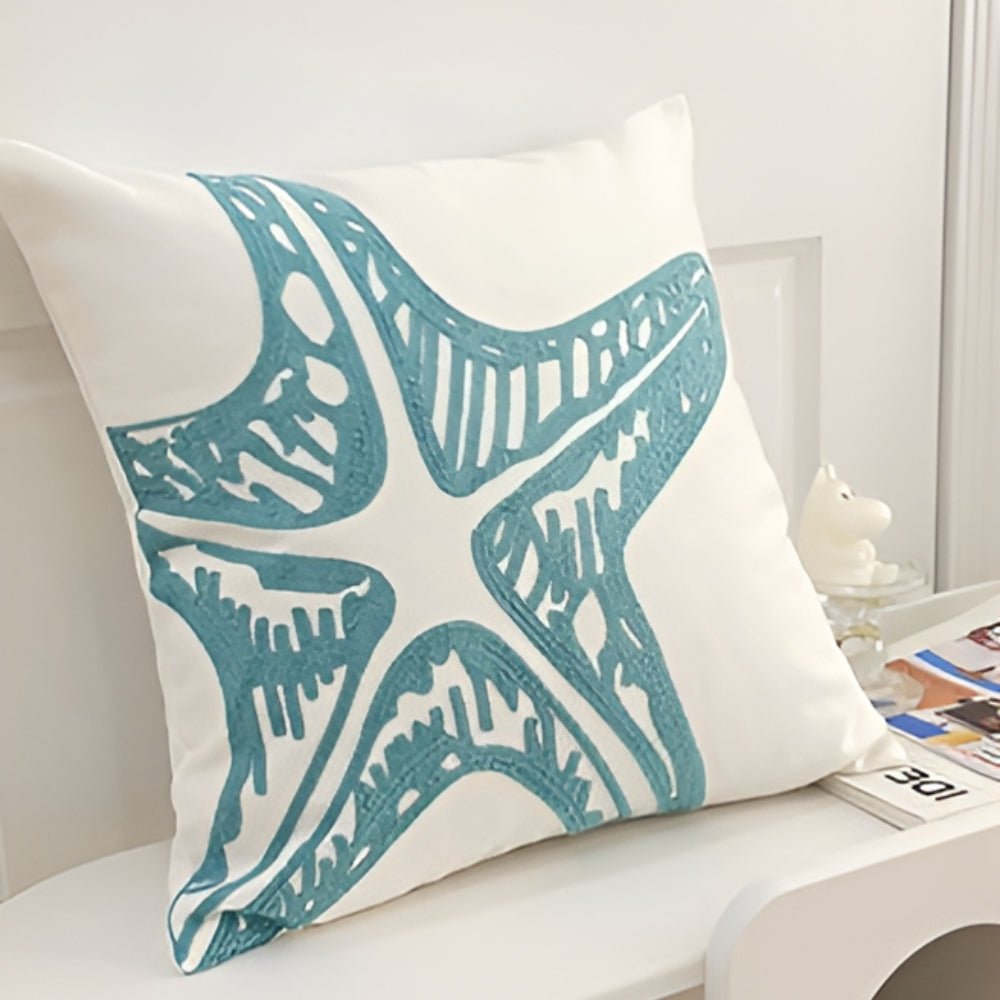 Milli Arts – Elegant Ocean - Inspired Embroidery Cushion Cover for a Serene Ambiance - Milli Arts