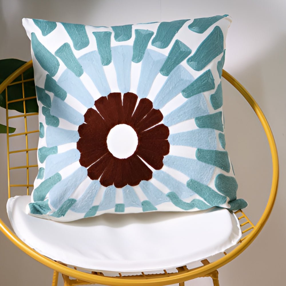 Milli Arts – Elegant Ocean - Inspired Embroidery Cushion Cover for a Serene Ambiance - Milli Arts