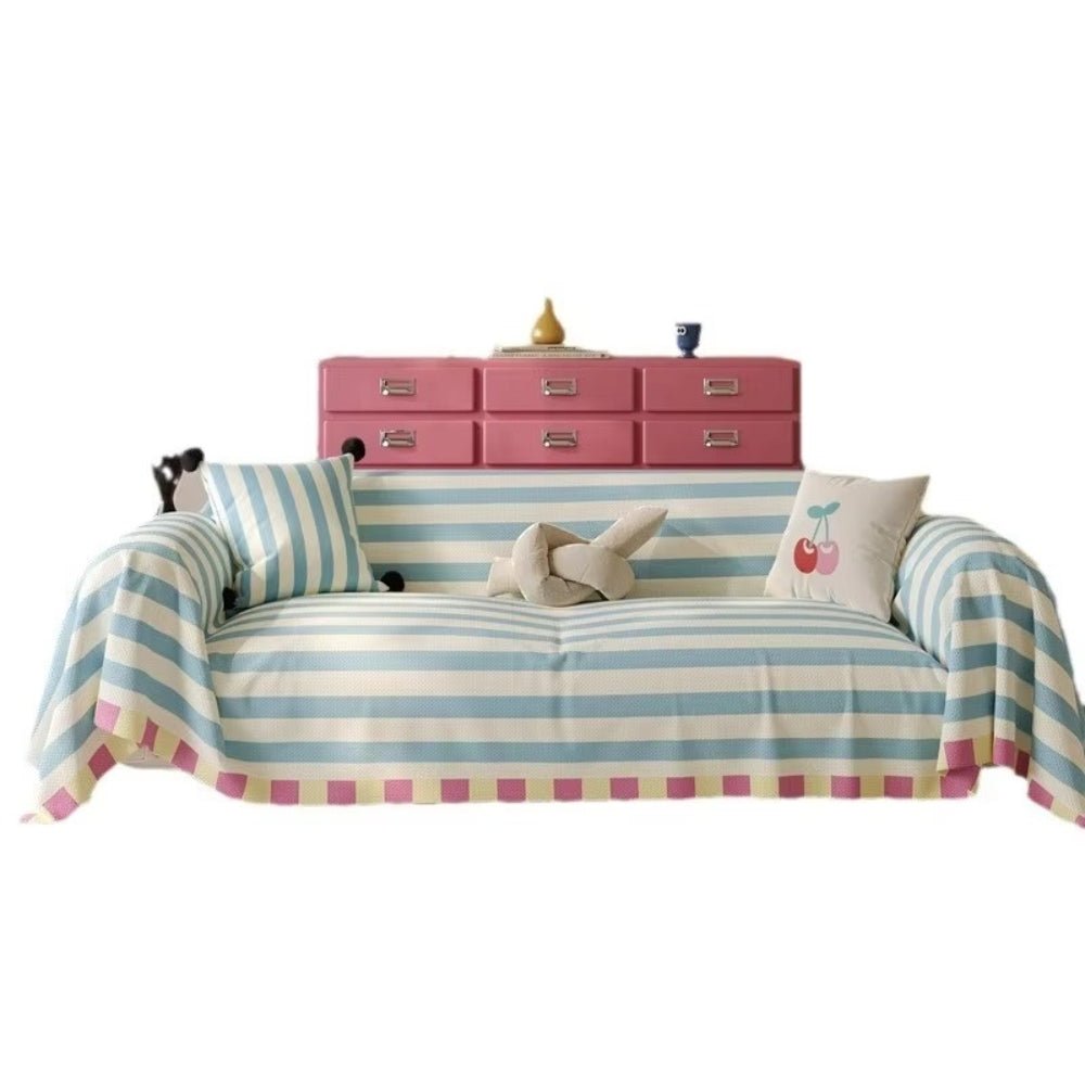 Milli Arts – Elegant Pastel Striped Sofa Cover for a Cozy Retreat - Milli Arts