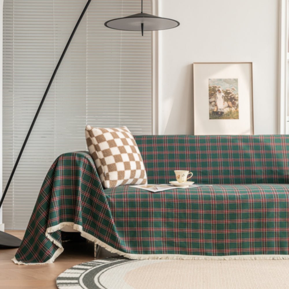 Milli Arts – Elegant Plaid Sofa Cover in Cozy Tones for a Warm Atmosphere - Milli Arts