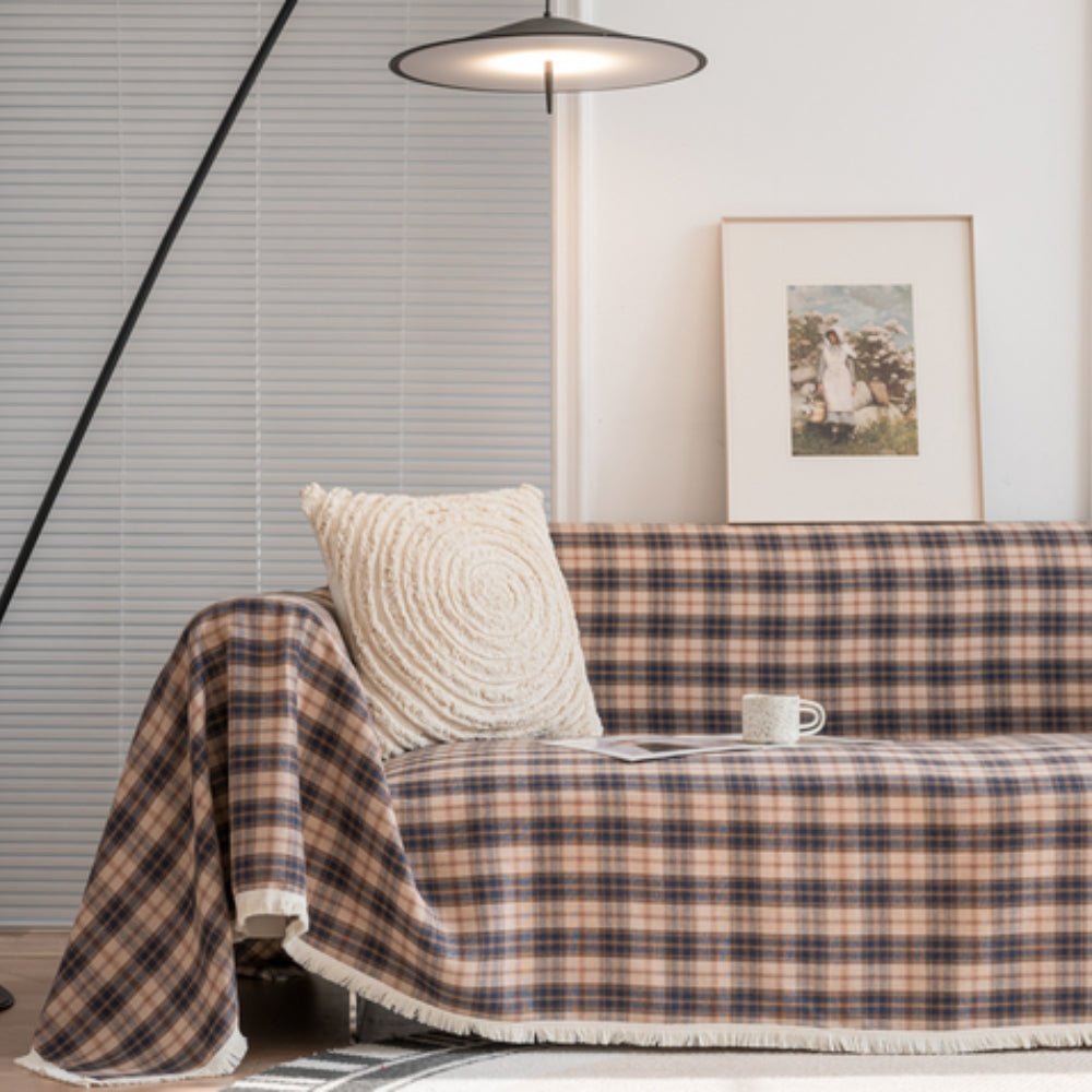 Milli Arts – Elegant Plaid Sofa Cover in Cozy Tones for a Warm Atmosphere - Milli Arts