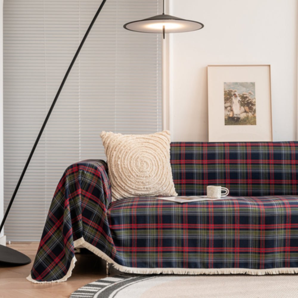 Milli Arts – Elegant Plaid Sofa Cover in Cozy Tones for a Warm Atmosphere - Milli Arts