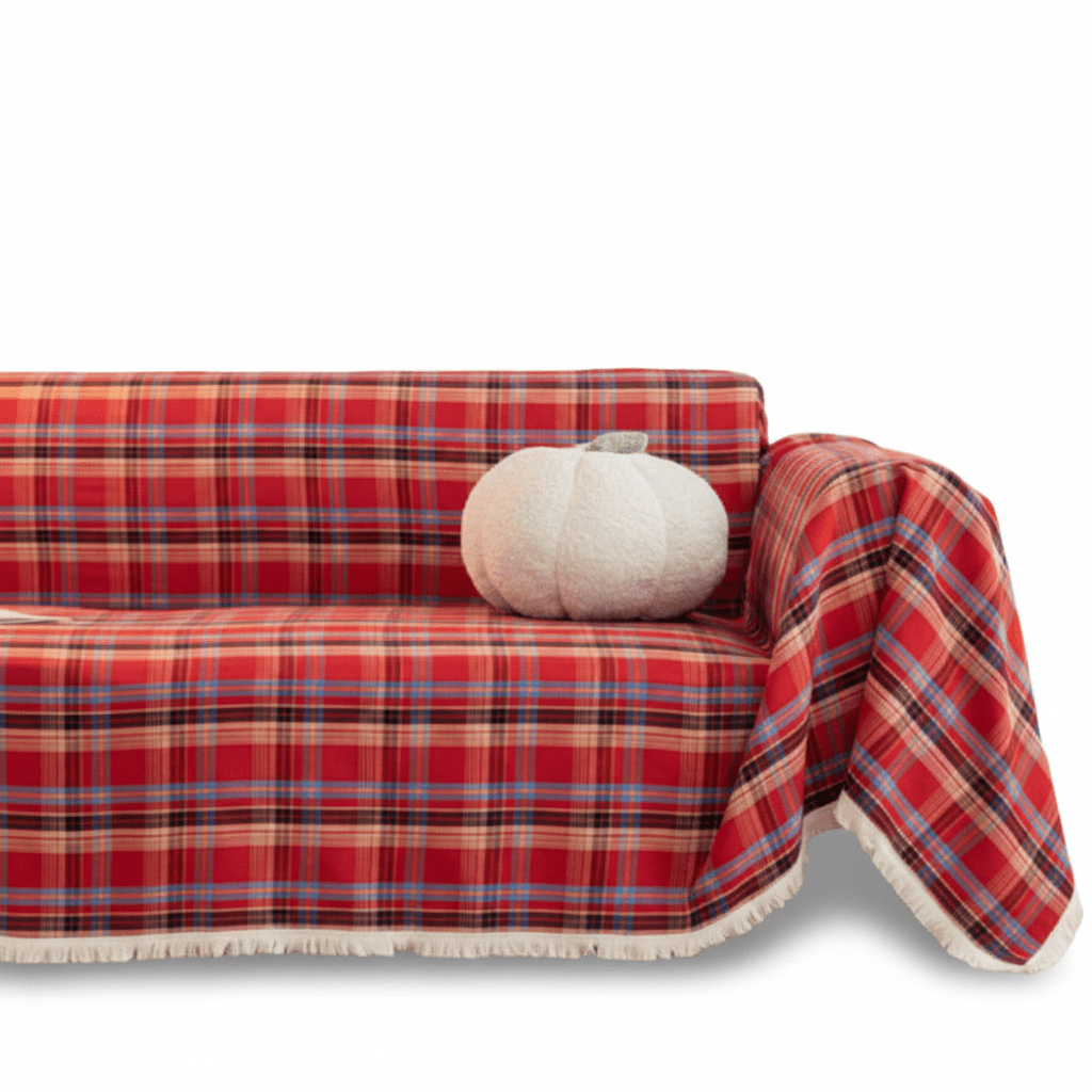 Milli Arts – Elegant Plaid Sofa Cover in Cozy Tones for a Warm Atmosphere - Milli Arts