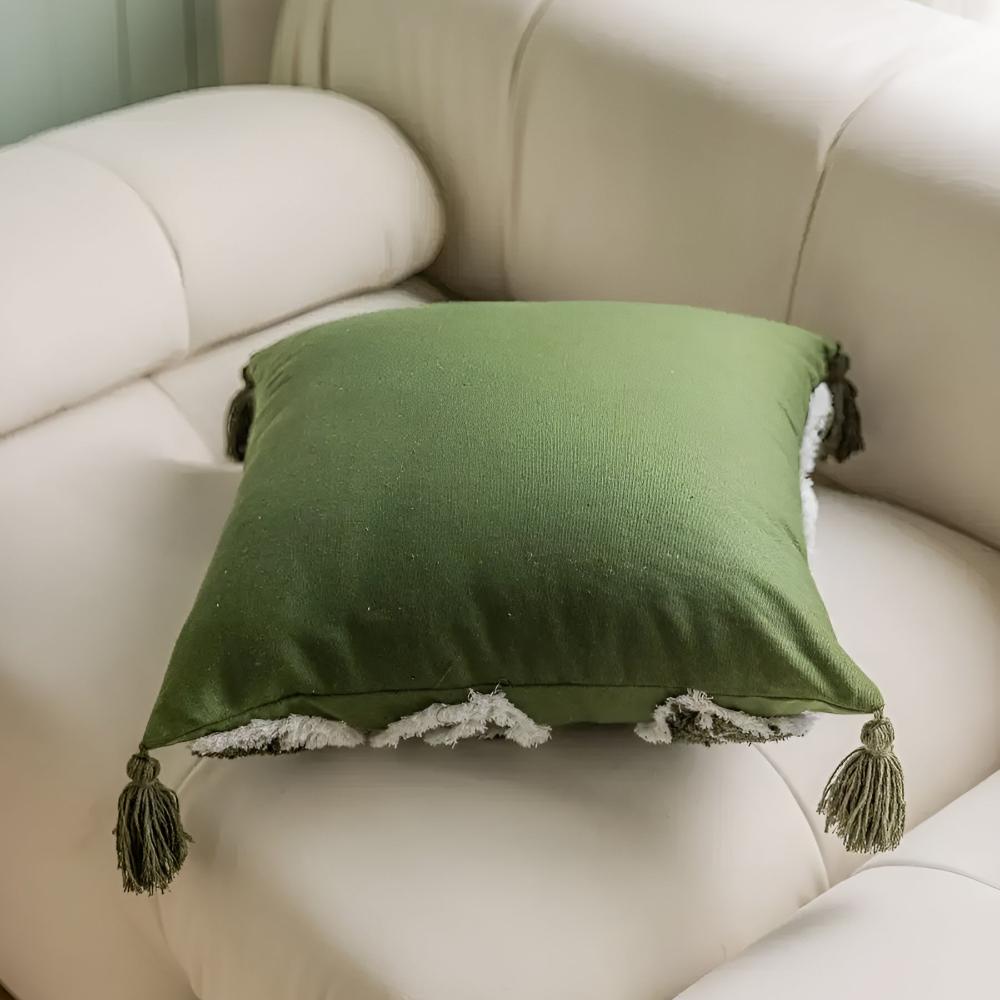 Milli Arts – Elegant Plush Leaf Cushion Cover in Soft Green for a Serene Ambiance - Milli Arts