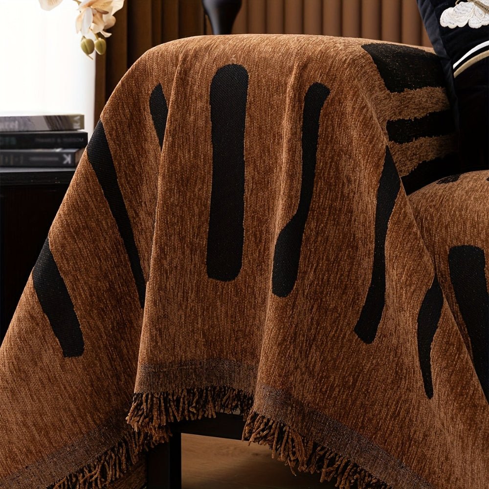 Milli Arts – Elegant Tribal Geometric Chenille Sofa Cover for a Cozy Retreat - Milli Arts