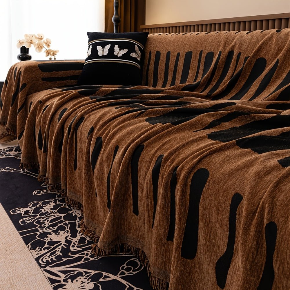 Milli Arts – Elegant Tribal Geometric Chenille Sofa Cover for a Cozy Retreat - Milli Arts