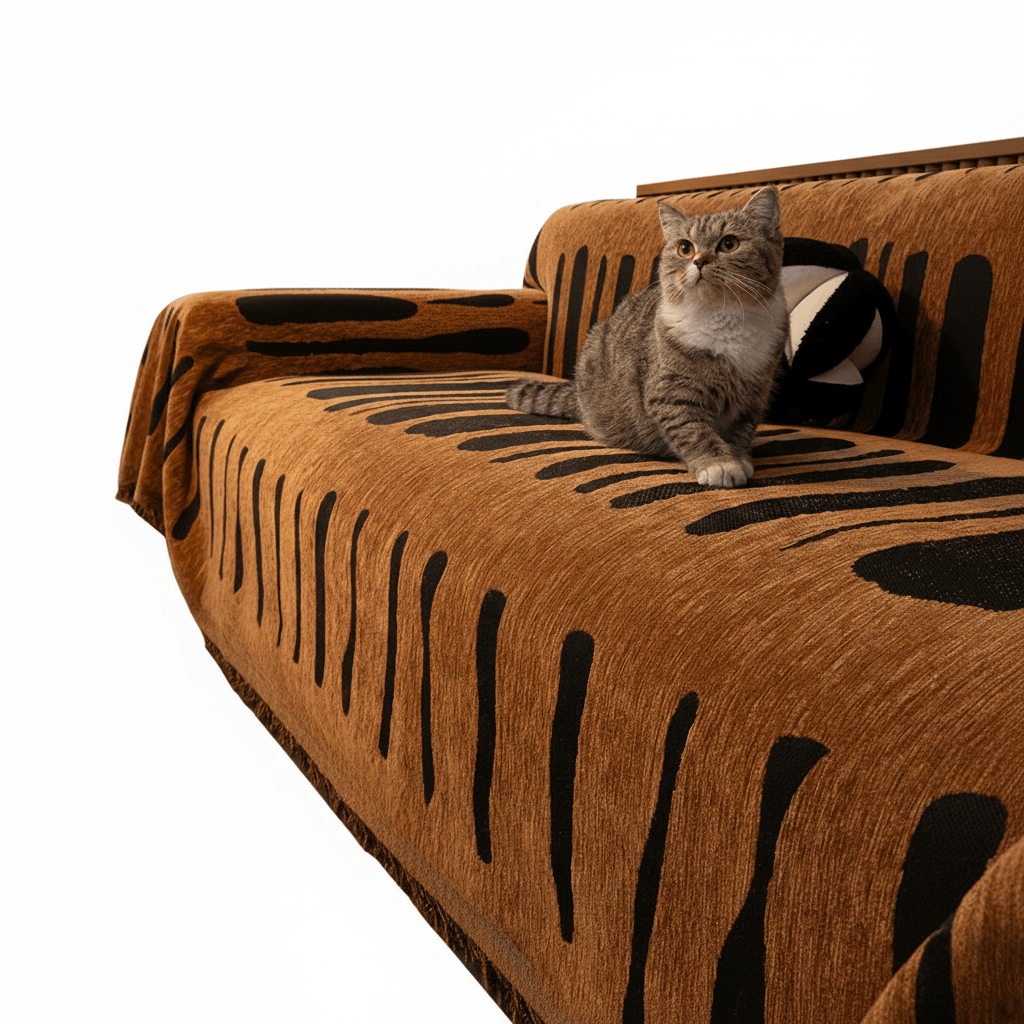Milli Arts – Elegant Tribal Geometric Chenille Sofa Cover for a Cozy Retreat - Milli Arts