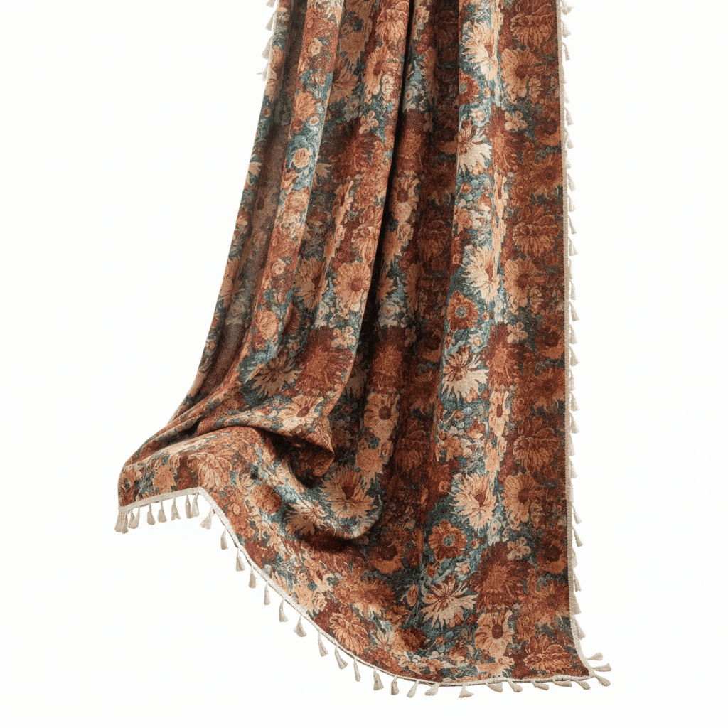 Milli Arts – Elegant Vintage Floral Tassel Curtain in Soft Pastels for a Serene Ambiance - Milli Arts