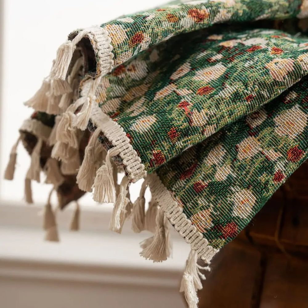 Milli Arts – Elegant Vintage Floral Tassel Curtain in Soft Pastels for a Serene Ambiance - Milli Arts