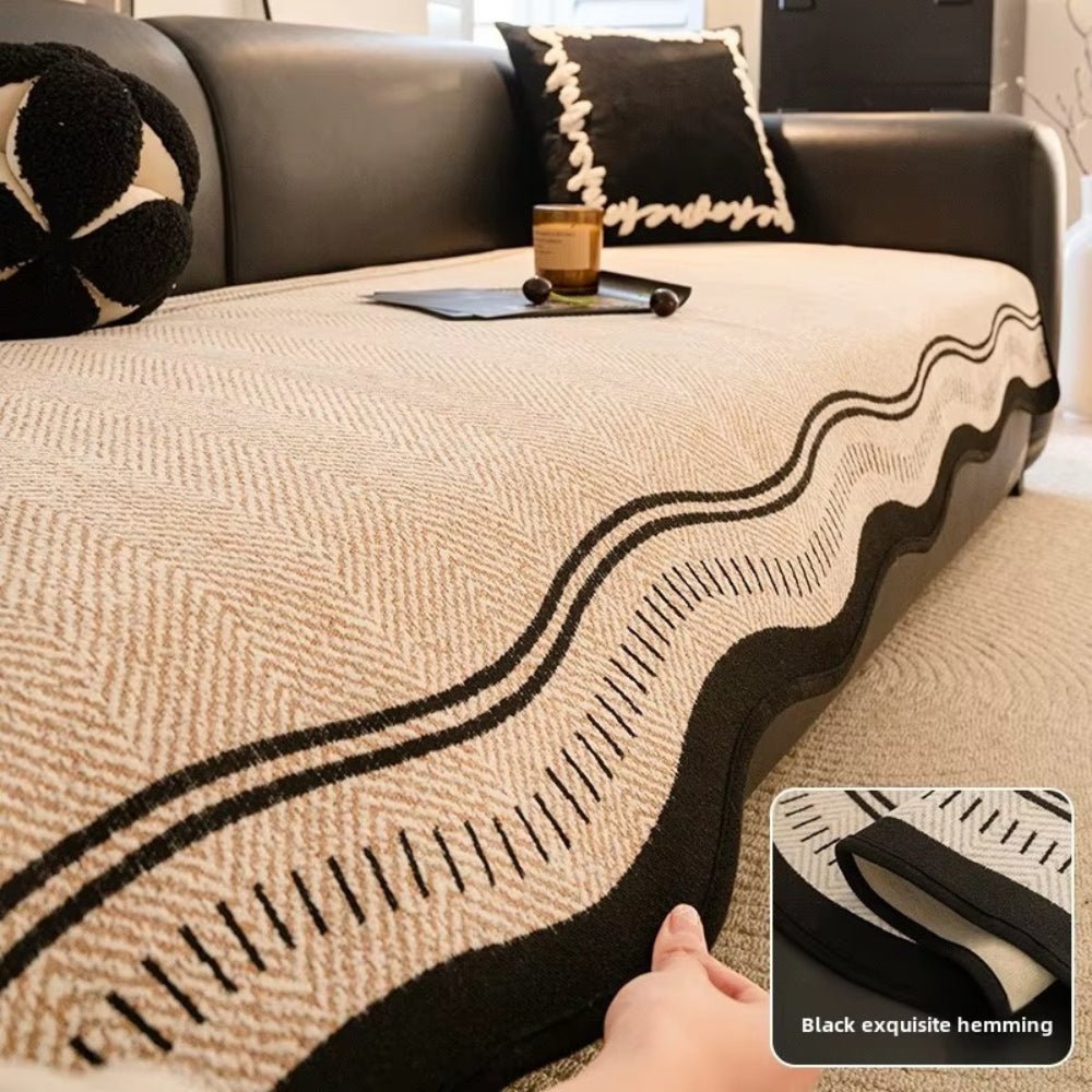 Milli Arts – Elegant Wave Design Anti - Slip Sofa Cover for a Stylish Living Space - Milli Arts