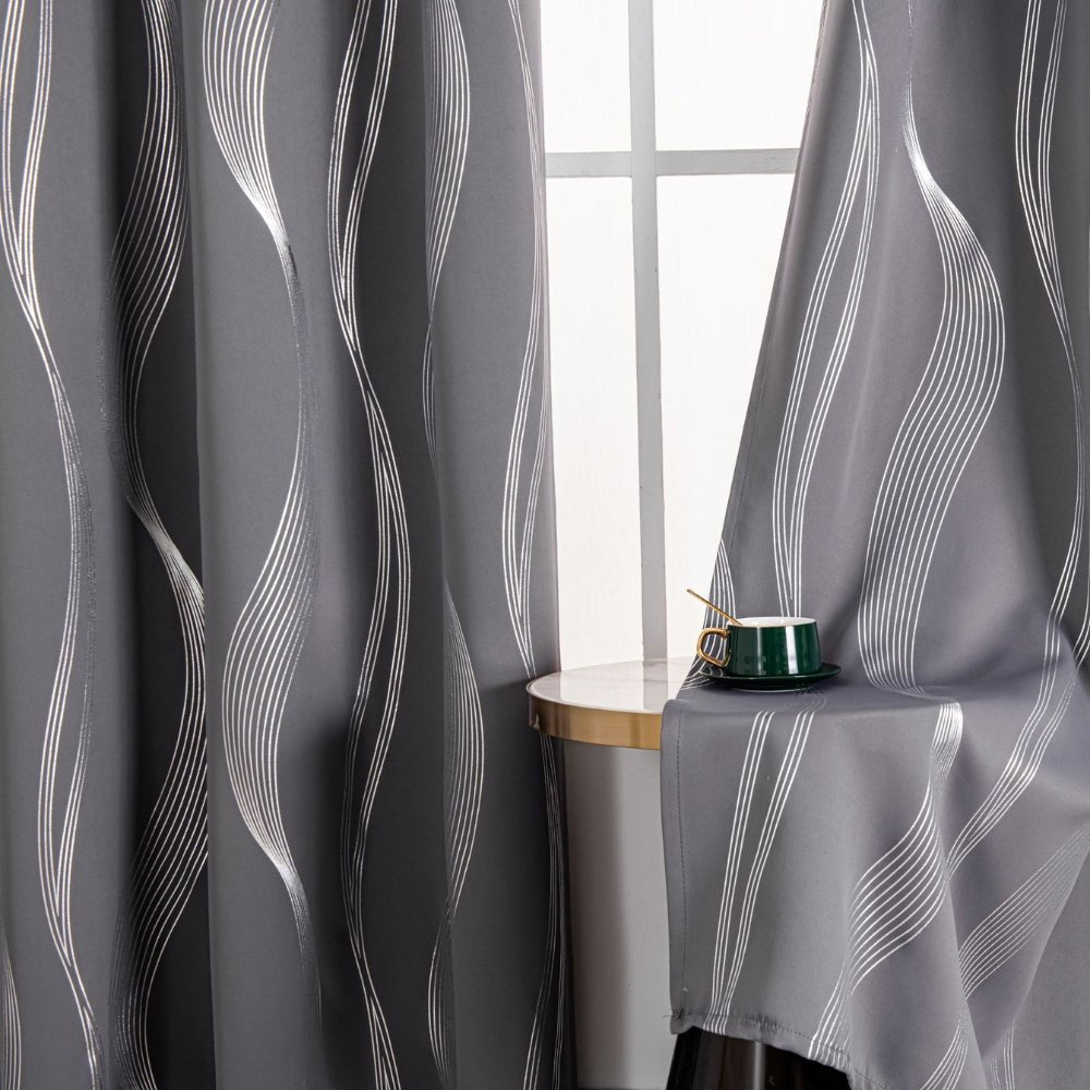 Milli Arts – Elegant Wave - Patterned Blackout Drapes in Deep Tones for a Touch of Modern Cozy Interiors - Milli Arts